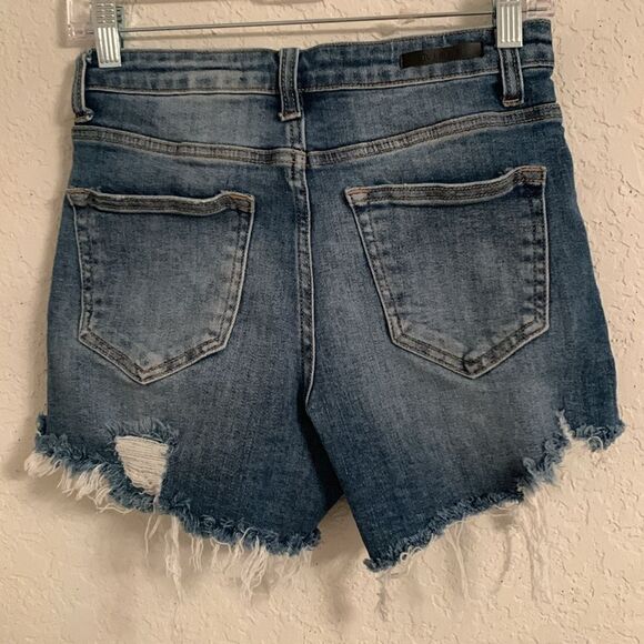 Raisen High Waisted Distressed Raw Hem Denim Shorts Size S - Picture 2 of 12